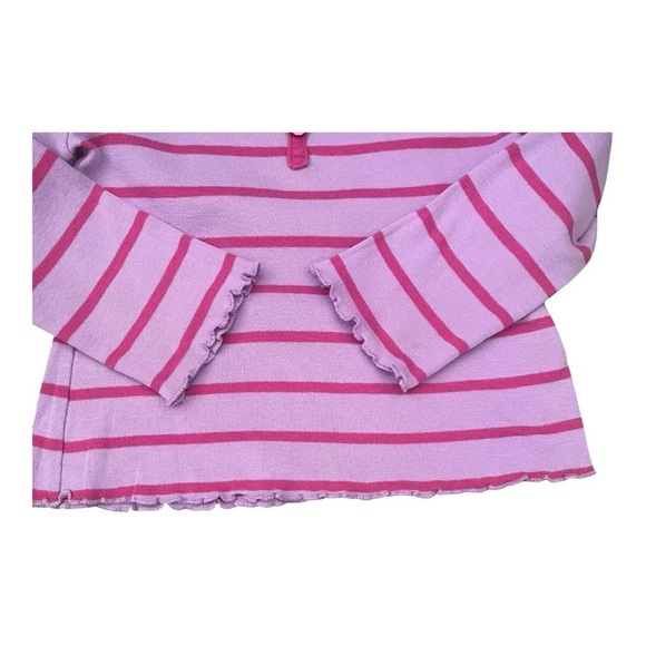 Okie Dokie pink/purplish Stripe Long Sleeve Shirt buttons lettuce trim Girl 3 - Picture 5 of 8